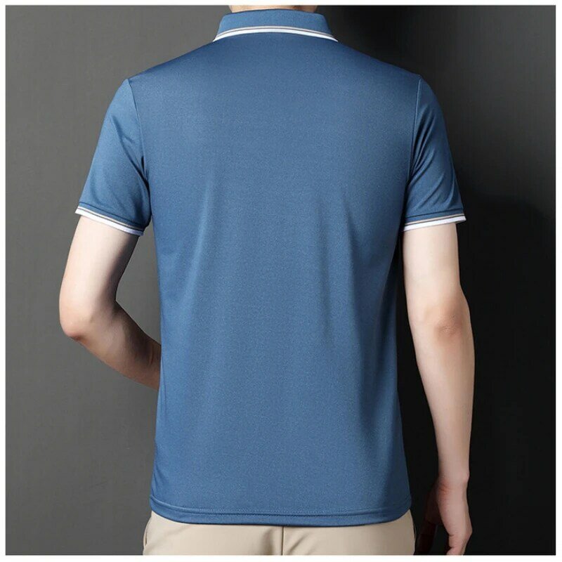 قميص بولو مثالي للرجال ، أكمام قصيرة ، رقبة حرف V ، ملابس متطورة مناسبة للعمل والترفيه