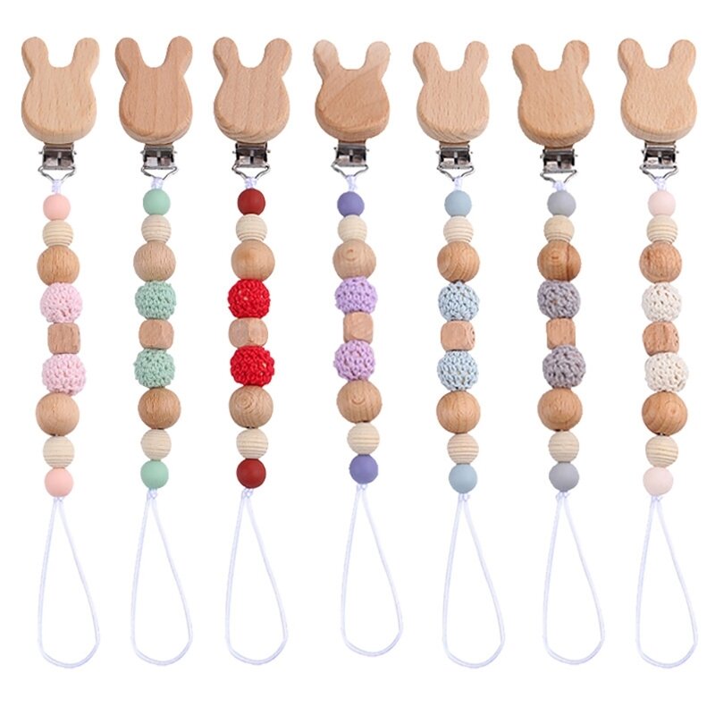 Cartoon Rabbit Baby Pacifier Clip Chain Toddlers Crib Soother Organiser Infants Pacifiers Holder Strap Rope for Newborns