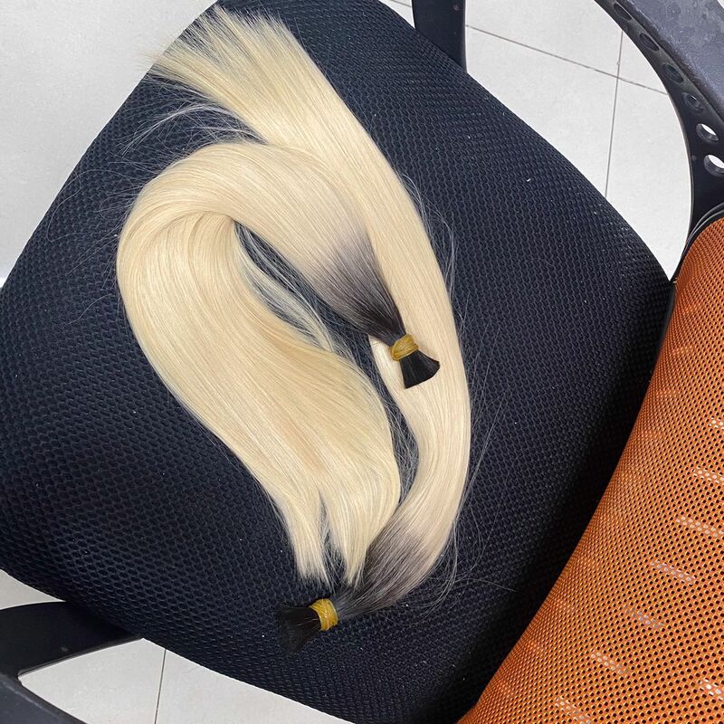 Grosir rambut perawan extender pabrik jumlah besar 12A rambut Ombre pirang kutikula Rusia selaras Cabello Humano ekstensi rambut manusia alami