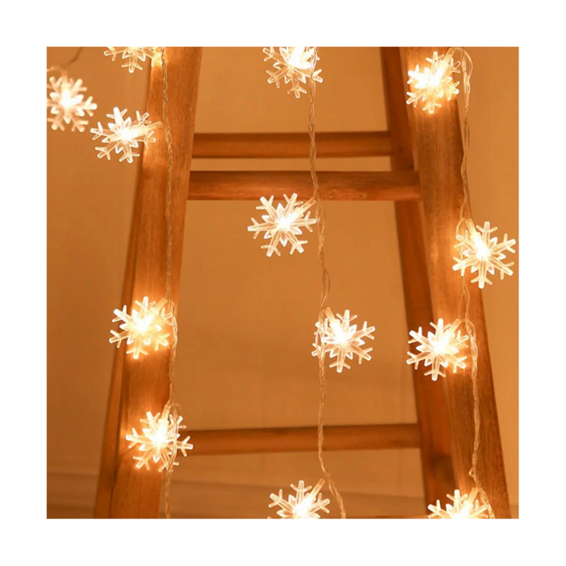 96 LED Snowflake String Lights Snow Fairy Garland Decoration for Christmas Halloween New Year Home Decor EU Plug-B