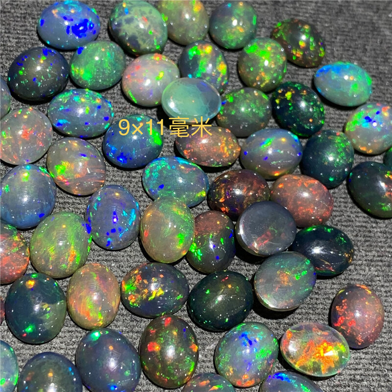 Nieuwe zwarte natuurlijke opaal grote nerf platte opaal kale steen ovaal 9*11mm kan worden gebruikt als een hanger ring