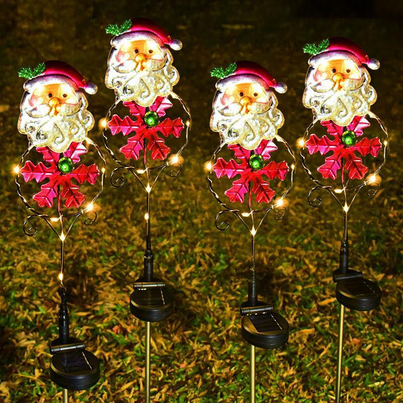 Рождественская лампа на солнечной батарее, Праздничный Рождественский Декор, водонепроницаемые Уличные светильники, декоративные солнечные светильники для дорожек