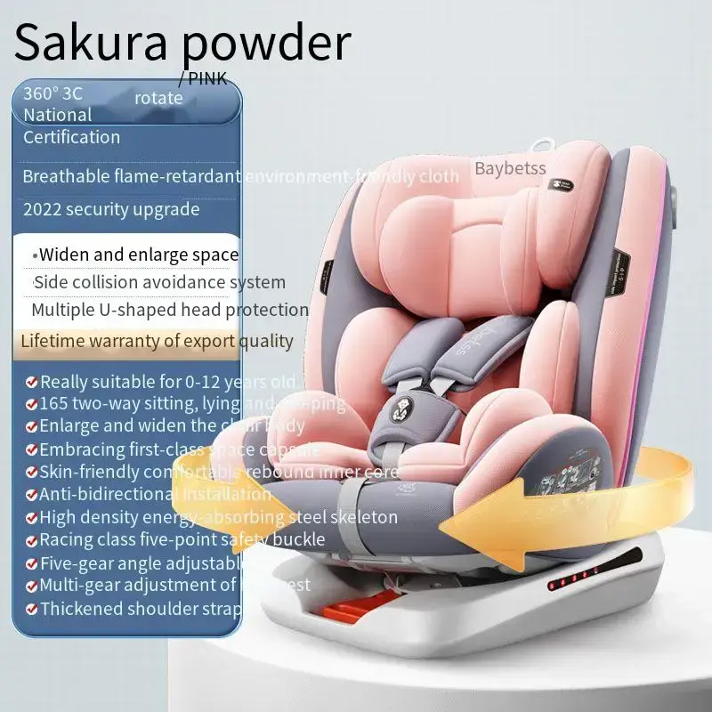 Portátil ajustável assento de segurança do carro, 360 graus giratória, 2-Way, confortável bebê, criança, novo
