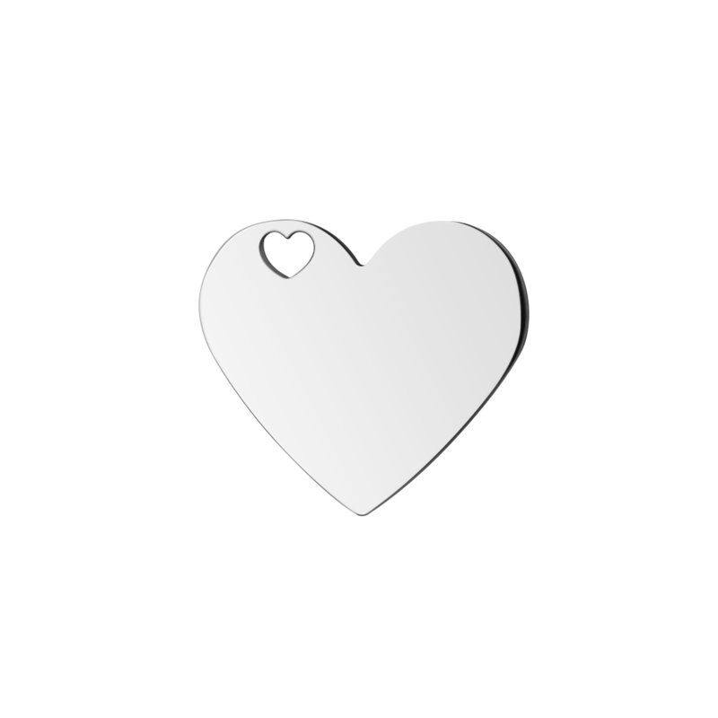 Clearance Sale 30pcs Engravable Heart Charms Free Laser Engrave Logo design text Stainless Steel Heart Pendnant Bracelet Charms