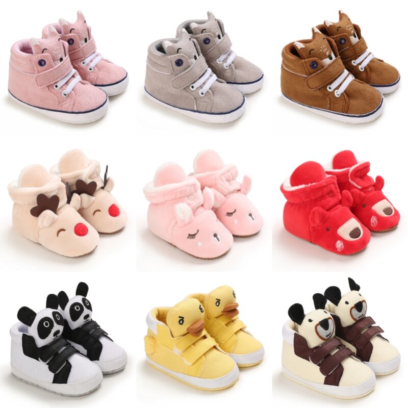 Детская обувь для первых шагов, детская, для мальчиков, девочек, детская Рождественская Милая мультяшная обувь для новорожденных, теплая детская обувь с мягкой подошвой
