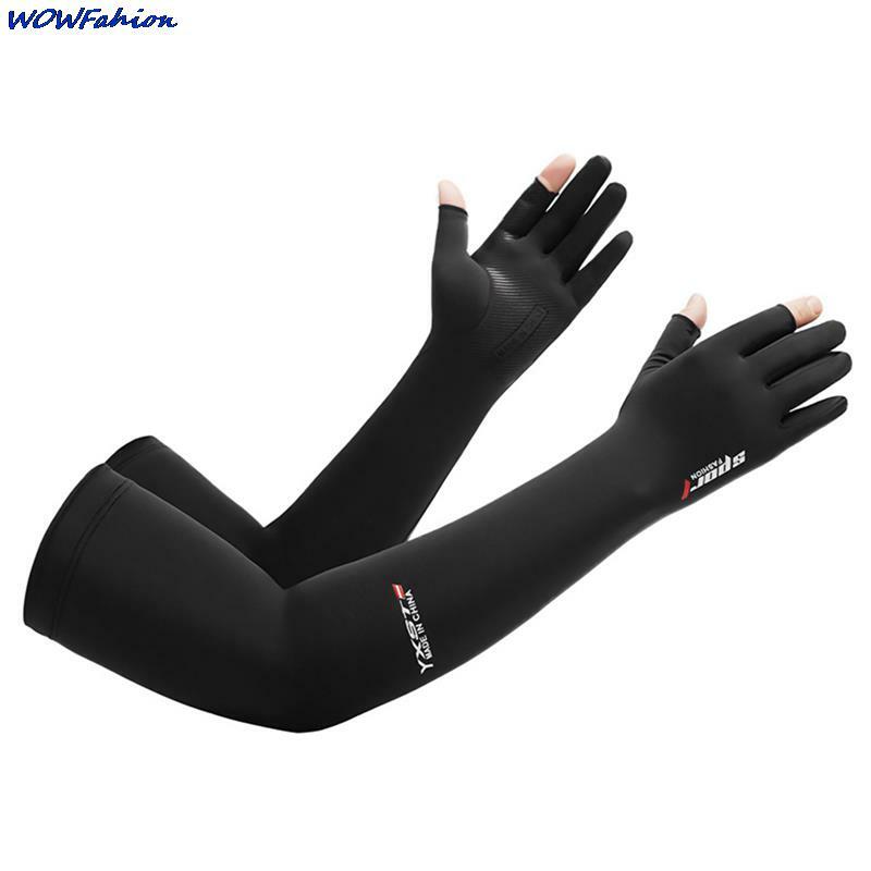 Half Fingers Ice Arm Sleeves Sun Protective Breathable 50cm Arm Warmer Outdoor Sport Riding Running Cool Silk Arm Sleeve