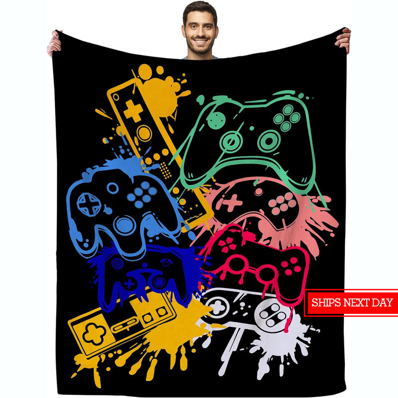 Gamer Blanket Super Soft Flannel Game Throwing Blanket Comfortable Lightweight Blanket Gamer Gifts for Men Boys