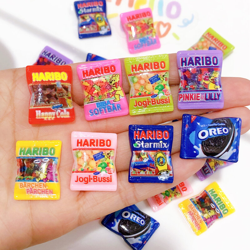 10Pcs Simulation Candy Chocolate Resin Charms Flatback Cabochon Kawaii Doll house Decoration DIY Scrapbooking Crafts Accessories
