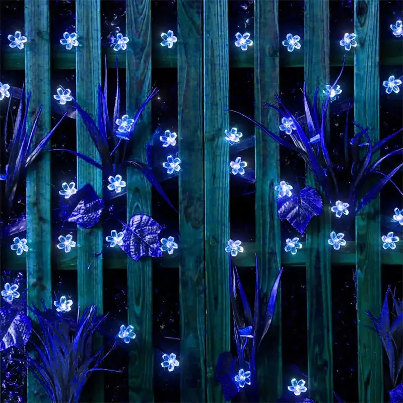 Solar Garden Light Flower Outdoor Solar  String Lights Waterproof Fairy Simulation Floral Garlands Lamp Christmas Decoration