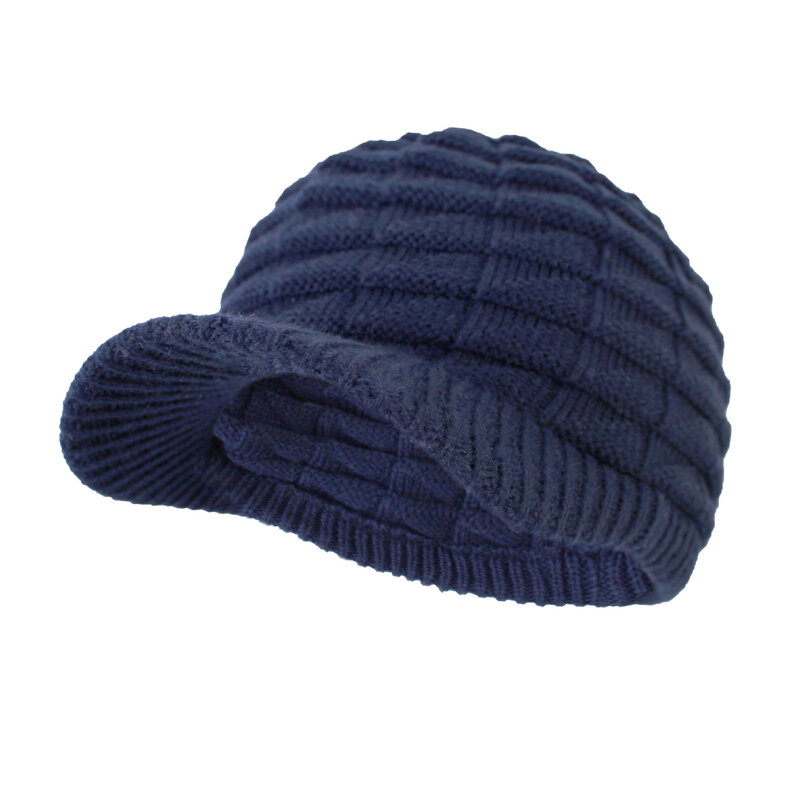 Berretti lavorati a maglia con visiera da sci berretti caldi di colore solido antivento elastici Skullies cappelli per uomo donna cappelli Casual invernali all'aperto