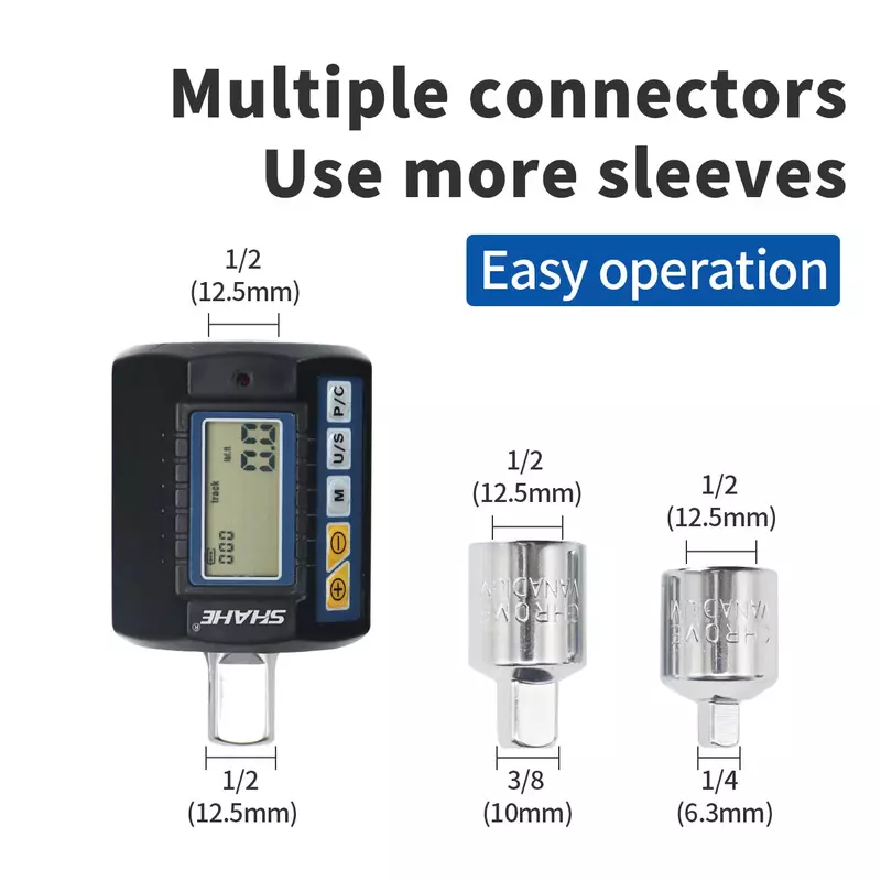 High Precision Mini Torque Adapter, Square Drive, Chave Eletrônica, Medidor Digital, 1,2 ", 4", 3,8"