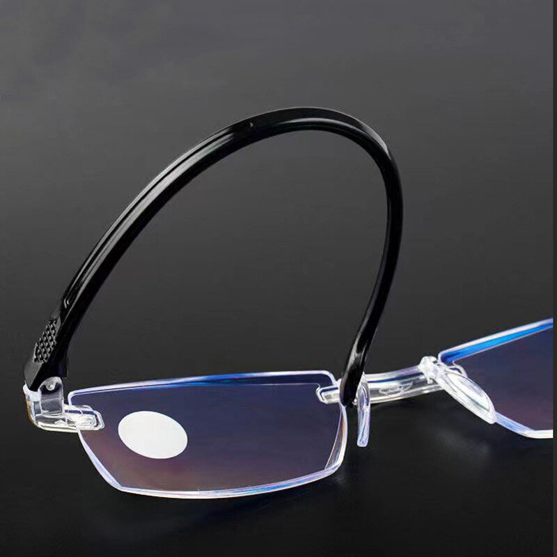 Kacamata Baca Antisinar Biru Baru Kacamata Presbiopia Potongan Tanpa Bingkai untuk Wanita Kacamata Cahaya Biru