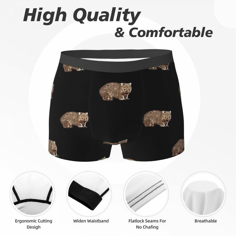 Cuecas Boxer macias para homens, roupa interior, calcinhas, shorts, Wombat, Vombatus Ursinus, presentes de namorado