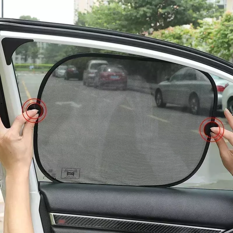 Penutup kerai jaring jendela lipat mobil, aksesori alat pelindung UV tirai kaca samping portabel otomatis Universal