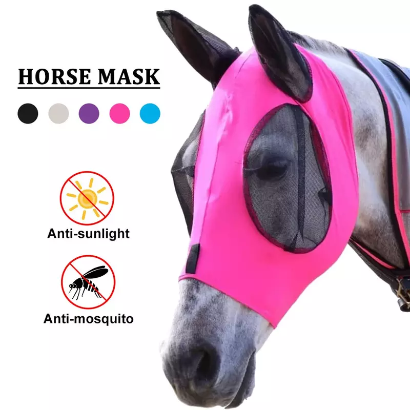 Topeng Kuda Perlengkapan Berkuda Wajah Kuda Penutup Anti-nyamuk Anti-serangga Anti-terbang Masker Kuda Wajah Jala Penutup Pelindung Terbang