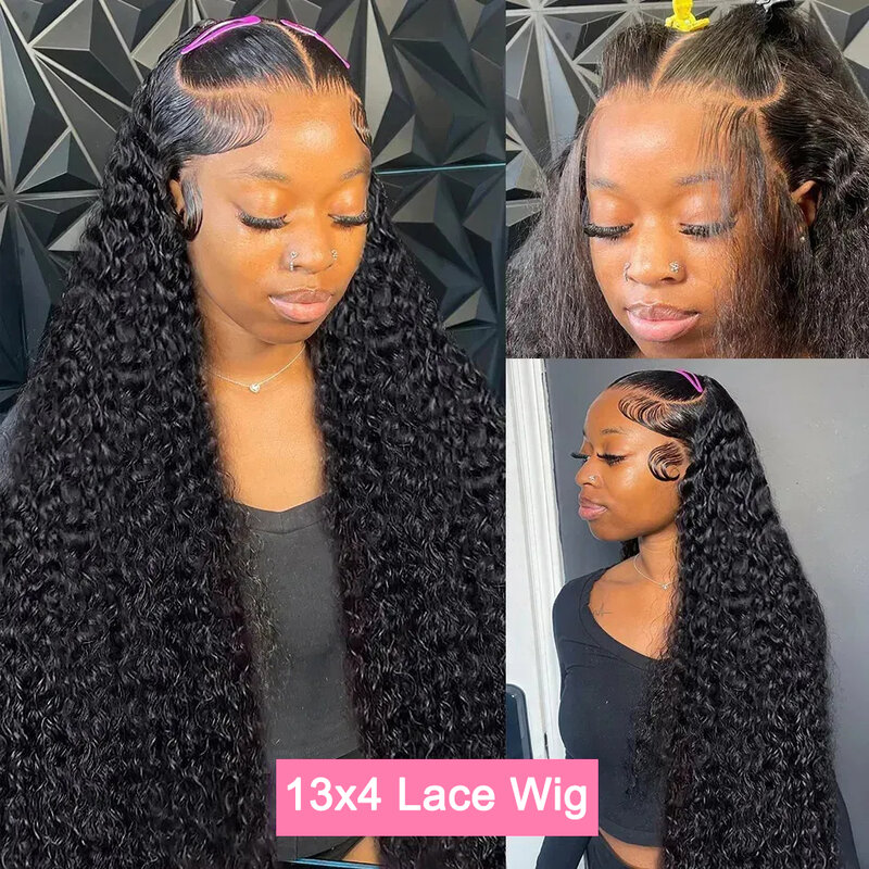 Transparent Loose Deep Wave 13x6 HD Lace Frontal Wig 180% Brazilian Remy Water Curly 13x4 Lace Front Human Hair Wig For Women