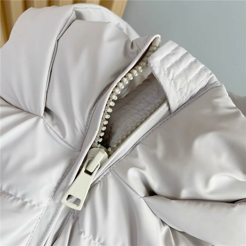 Bawełniany płaszcz damski koreański styl krótki jednolity kolor proste kieszenie wiatroszczelna kurtka z kapturem termiczna odzież damska biurowa
