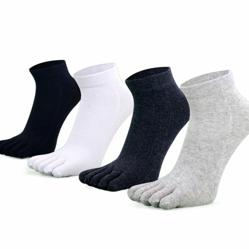 Breathable Solid Color Cotton No Show Socks Sweat Absorption Ankle Socks Toe Socks Men'S Split Toe Sock Five Fingers Socks