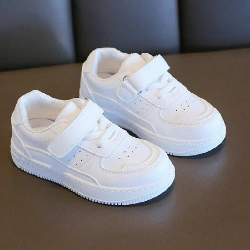 Zapatillas de Tenis para niños y niñas, zapatos deportivos informales de suela suave de cuero, color blanco, para primavera