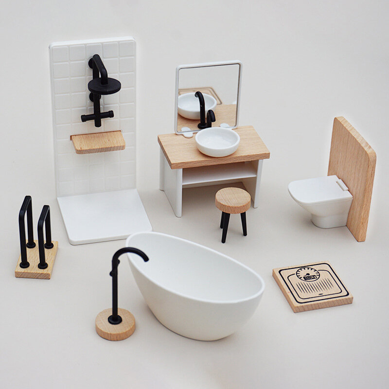 Imitacja umywalki Model prysznic toaletowy meble do domku dla lalek Model 1/12 1/6 miniaturowe akcesoria łazienkowy domek dla lalek