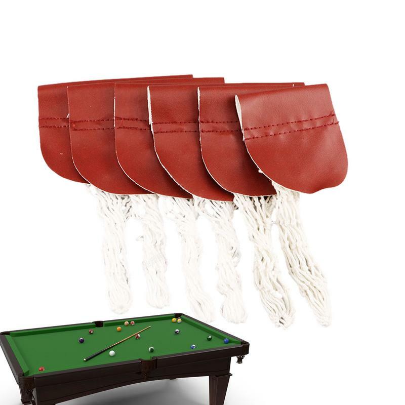 Billiards Pool Table Pockets Professional PU Leather Drop Holders Snooker Pocket Net 6Pcs Billiards Net Bag Replacement
