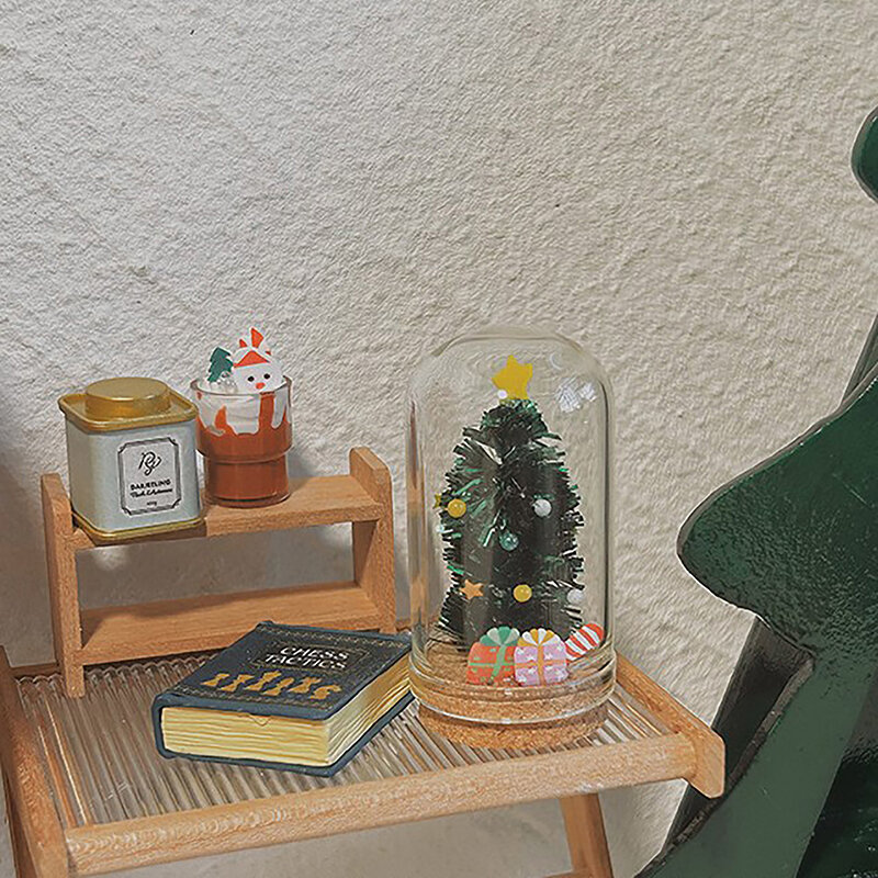 Аксессуары для кукольного домика 1:12, миниатюрные игрушки, миниатюрная декоративная Рождественская елка, подарок, стеклянные украшения, модели, украшение для кукольного домика