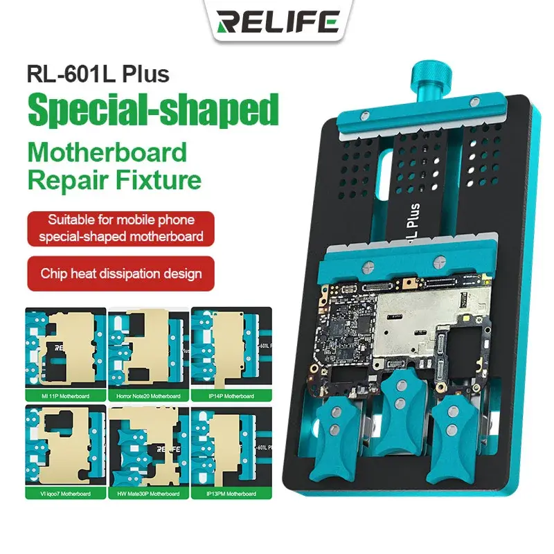RELIFE RL-601L PLUS 범용 더블 슬롯 마더보드, 고정장치 폰 IC 칩, BGA PCB 마더보드 지그 보드, 거치대 수리 도구