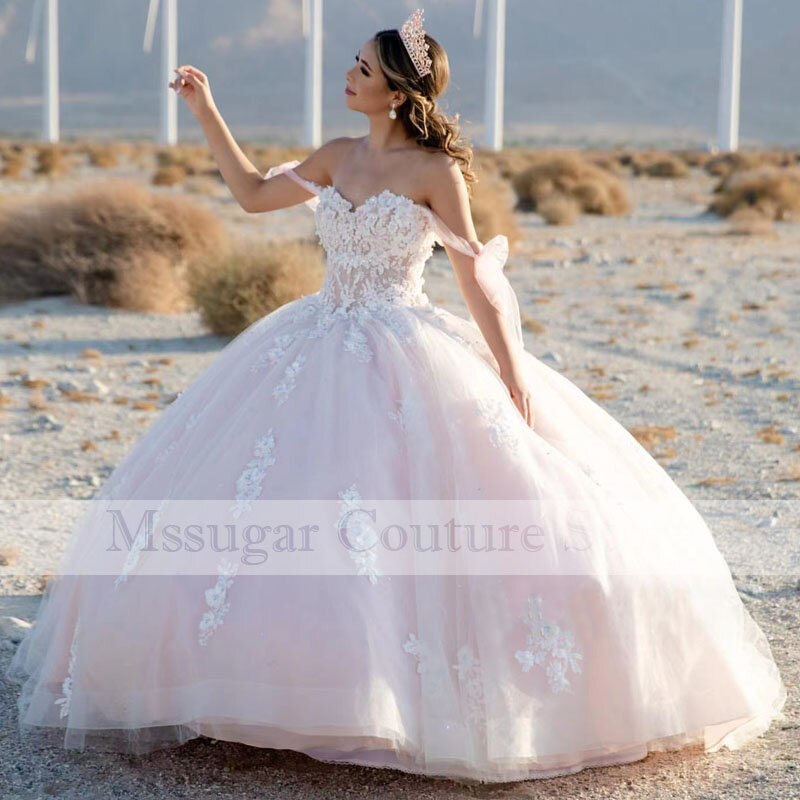 2022 Quinceanera Prom Dresses Baljurk Lace Sweetheart Bloemen Avond Party Dress Vestidos 15 Anos