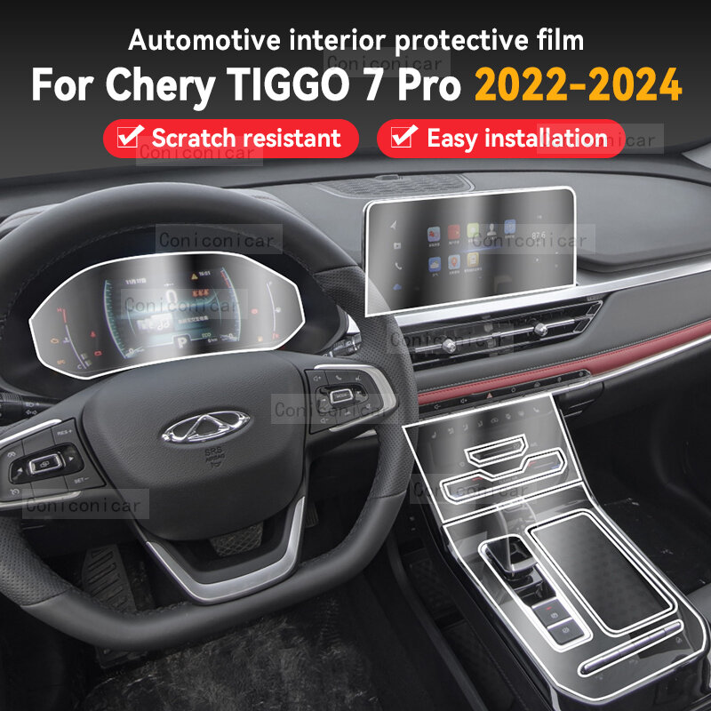 TPU Gearbox Panel Film Dashboard Protective Sticker Interior Anti-Scratch Car Accessories For Chery Tiggo 7 Pro 2022 2023 2024