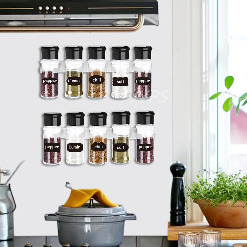 Wall-mounted Kitchen Storage Rack, Spice Rack, Tempero Garrafa, Plastic Clip, Cabinet Door Hooks, Jar Holder Tools, 2 Pcs, 4 Pcs