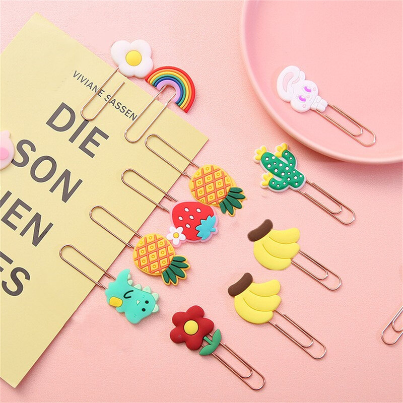 1pc Lovely Fuit Flower Animals Bookmarks For Books Cute Paper Clips Teacher Student Stationery Page Holder Marker Children Gift