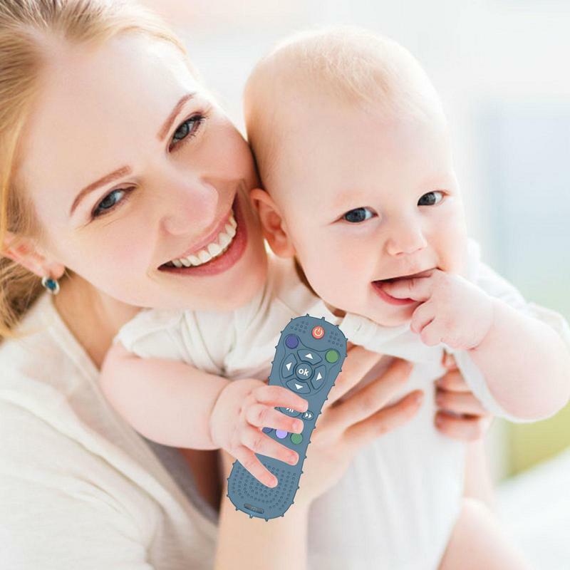 Mainan tumbuh gigi bayi silikon, bentuk Remote Control mainan tumbuh gigi bayi untuk bayi 6-12 bulan, mainan pereda tumbuh gigi bayi
