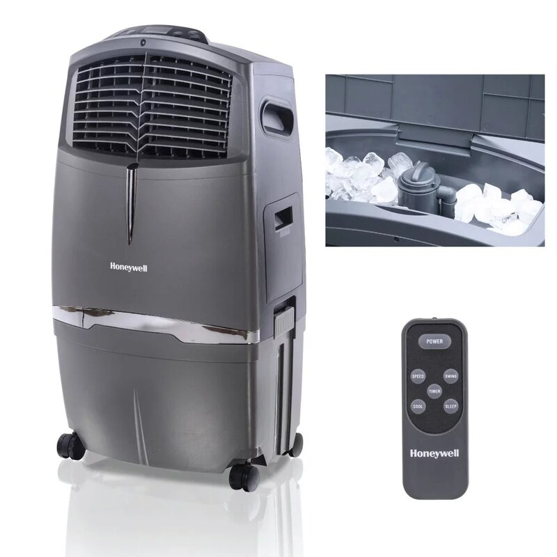 Honeywell-enfriador evaporativo de aire para interiores, 525 CFM, con Control remoto, color gris