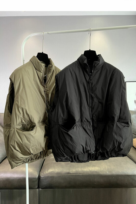 Abrigo con forma de capullo de linterna para mujer, chaqueta sin mangas con cuello levantado en la parte posterior de la tortuga, Otoño e Invierno