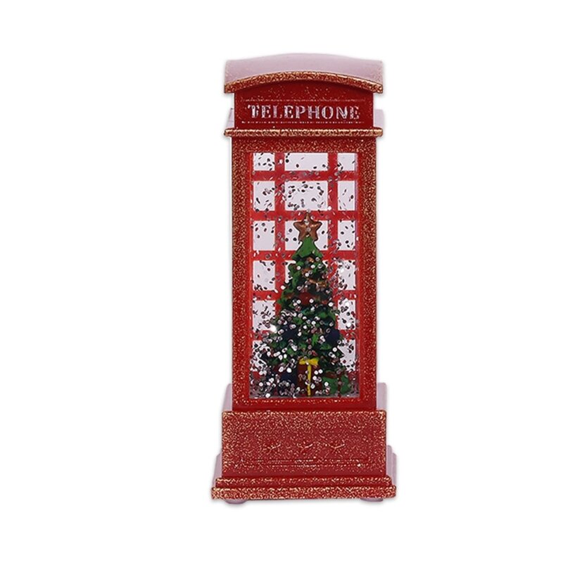 Luz de cabina telefónica, muñeco de nieve, árbol de Navidad, lámpara de noche de Navidad