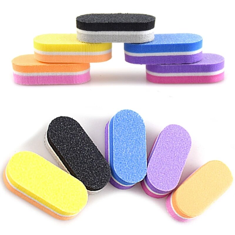 10pcs Double-sided Nail File Blocks Colorful Sponge Nail Polish Buffing Sanding Buffer Strips Polishing Pedicure Manicure Tools