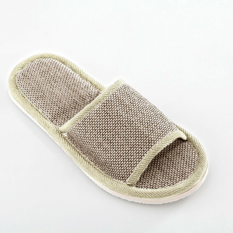 Zapatillas de lino para mujer, chanclas sencillas y silenciosas para el hogar, sandalias de verano, 2023