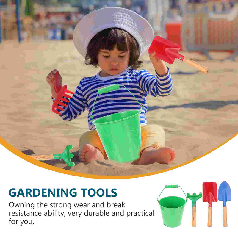 ถังใส่คราดสวนขนาดเล็กสำหรับของเล่นกลางแจ้งสำหรับเด็กวัยหัดเดินทำสวนของเล่นชายหาด