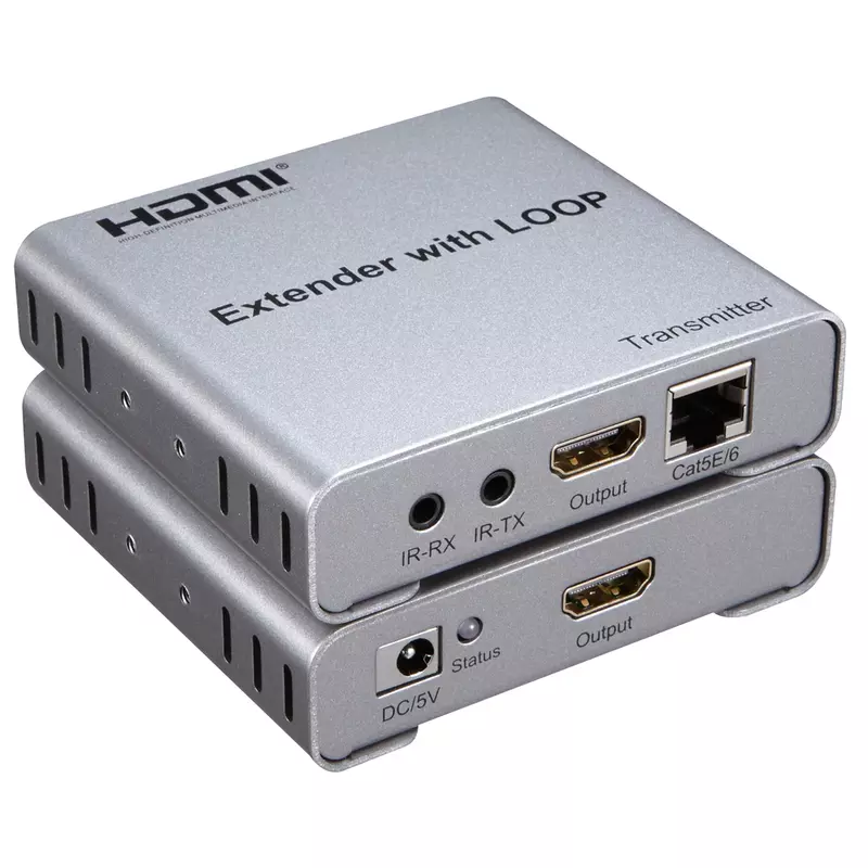 Extender HDMI 1080P 50M con Loop IR di CAT5E Cat6 RJ45 cavo Ethernet trasmettitore e ricevitore Video per fotocamera da PC a Monitor