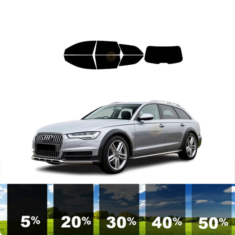 ฟิล์มกรองแสงหน้าต่างแบบลอกได้สำหรับรถยนต์100% UVR 5%-70% VLT แผ่นคาร์บอนหุ้มฉนวนความร้อนที่นุ่มสำหรับรถ Audi A6 4 DR Wagon 2012-2017