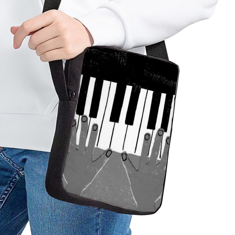 Jackherelook artístico piano chave crossbody sacos escola crianças moda mensageiro saco casual meninos meninas bolsa de ombro personalizado presente