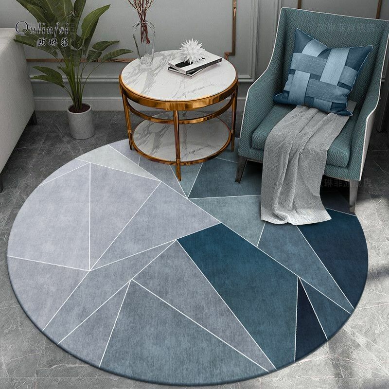 Karpet Bundar Geometris Sederhana Kursi Kantor Karpet Lantai Meja Komputer Karpet Lantai Kamar Tidur Dekorasi Ruang Keluarga Karpet Kamar Tidur
