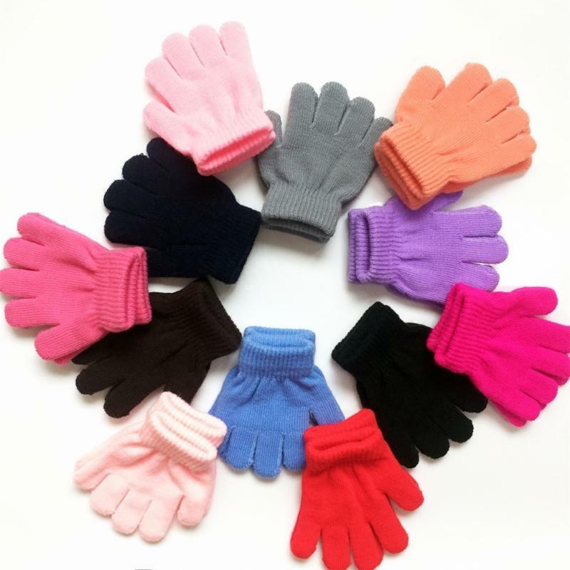 Găng tay dệt kim đầy đủ ngón tay Găng tay ấm áp mùa đông Găng tay trẻ sành điệu dành cho trẻ