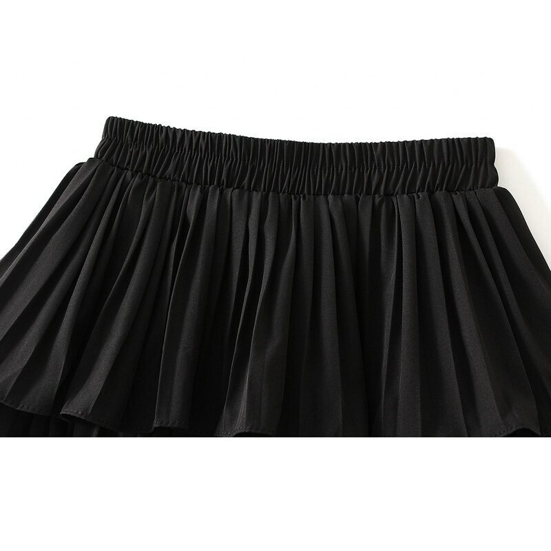 Minifalda negra escalonada para mujer, faldas cortas coreanas de cintura alta, falda acampanada para mujer, falda de pastel blanca, falda de tutú 2024