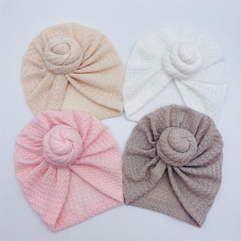 Solid Donut Turban หมวกทารกหญิงฤดูหนาว Warm หมวกเด็กทารกยืดหยุ่นเด็กทารกแรกเกิดหัว Wraps Turbans Headbands Aksesoris Rambut Bayi