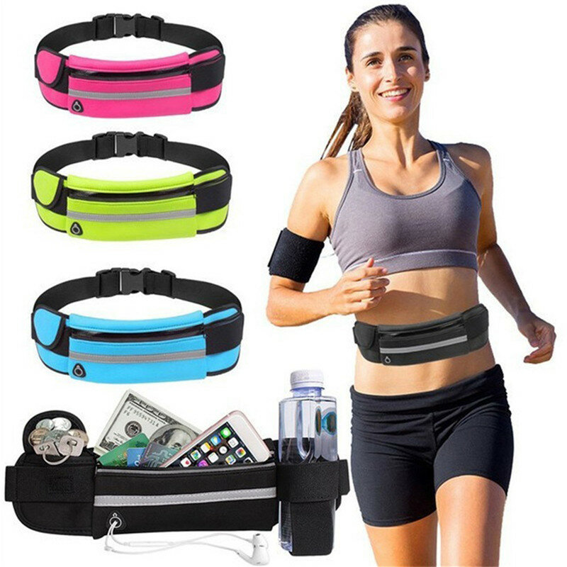Tas Pinggang untuk Fitness lari luar ruangan, tas pinggang ultra-tipis, tas ponsel olahraga, dompet koin, tas ponsel pas tahan air