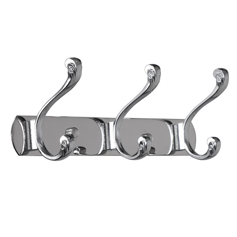 Multi-Purpose Hooks Dual Wall Hook Rack Stainless Steel Base 10 Inch 3 Hooks Coat Holder Silver Tone Copper Tone