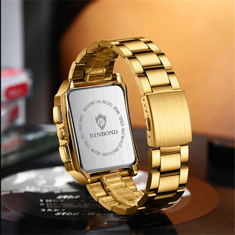 Binbond – montre-bracelet étanche en acier inoxydable pour homme, modèle de luxe, Quartz, calendrier, A4303