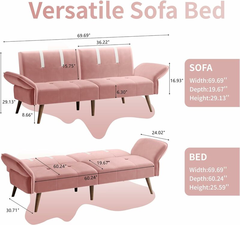 Futon Sofa Bed Modern Folding Sleeper Couch Bed for Living Room,Sofa Couch Sofa cama for Apartments Office Small Spaces
