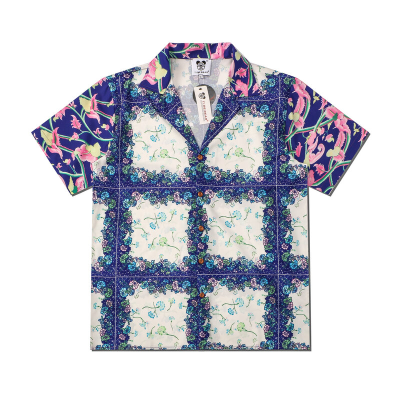 Y2K Streetwear Fashion Mens Colorful Tie Dye Hawaiana Short Sleeve Shirts Summer New Trendyol Men Beach Shirt Chemise Homme Hemd